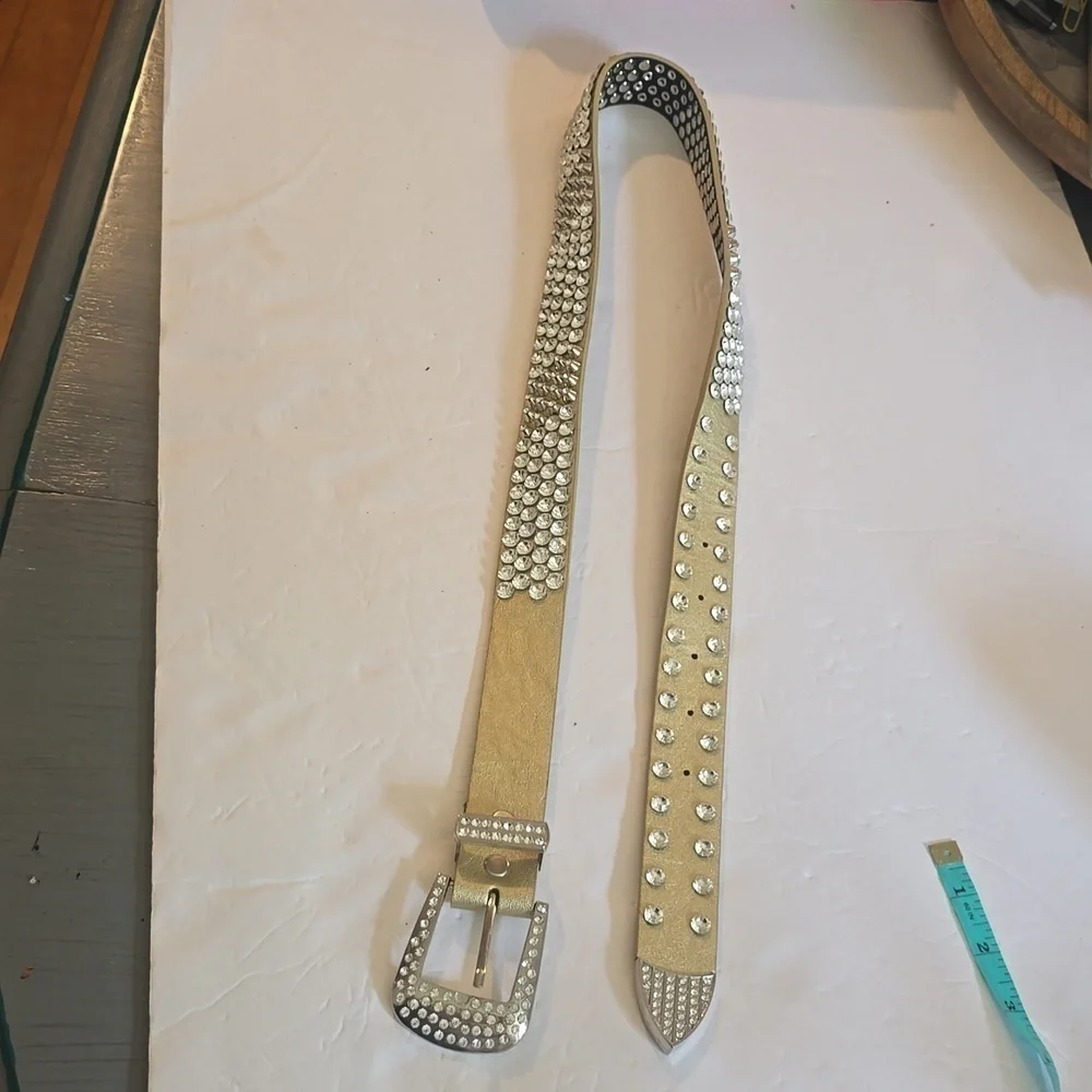 MMS Design Sudio Womens Gold Sparkle Bling rhinestone Belt western Sz.L/XL